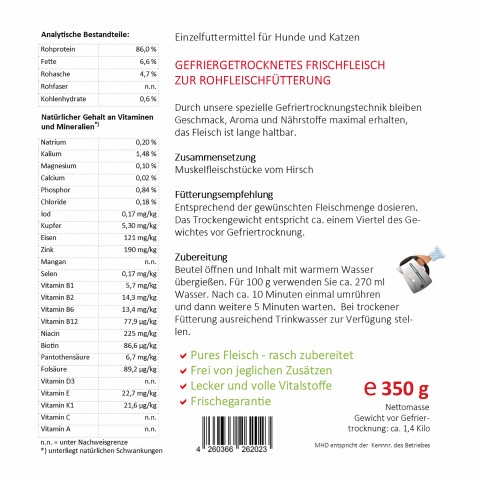 Cat Dog Accessories B.A.R.F. Easy Barf Deer (Hirsch) 350g 1 Piece -3- Anifit